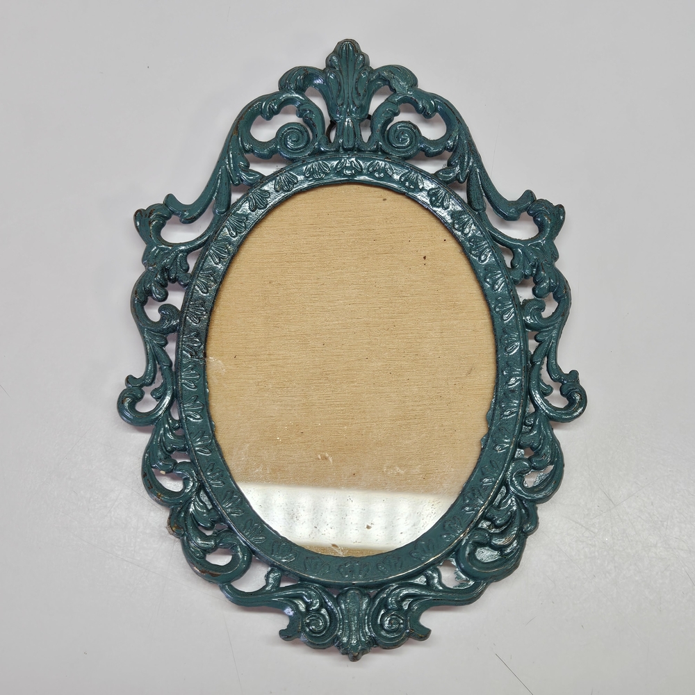 VINTAGE Mini Action Made in Italy Teal Brass Ornate Baroque Victorian Frame VTG